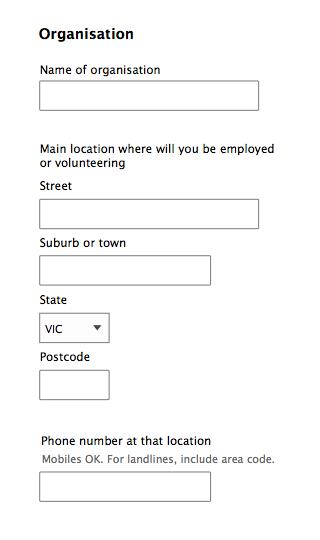 Forms design: Example of section headings