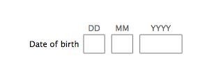 Form design: date of birth with 3 separate fields