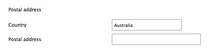 Form design: When country chosen is Australia, make autosuggest available