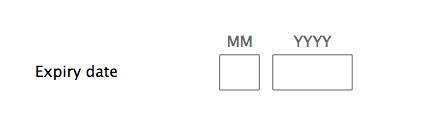 Form design: Example of using text fields, one for each part of a date.