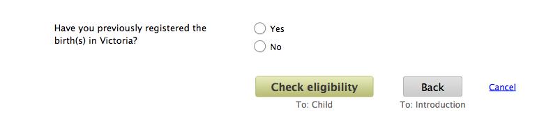 Question on form with check eligibility button