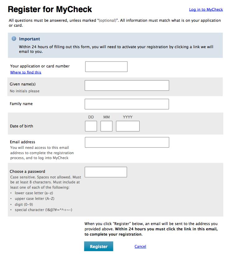 example of a registration form following principles