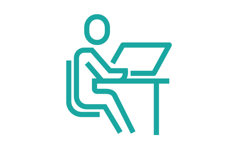 icon of a person sitting at a computer 