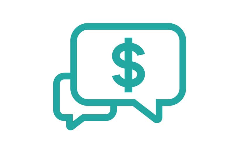 speech bubble with dollar sign