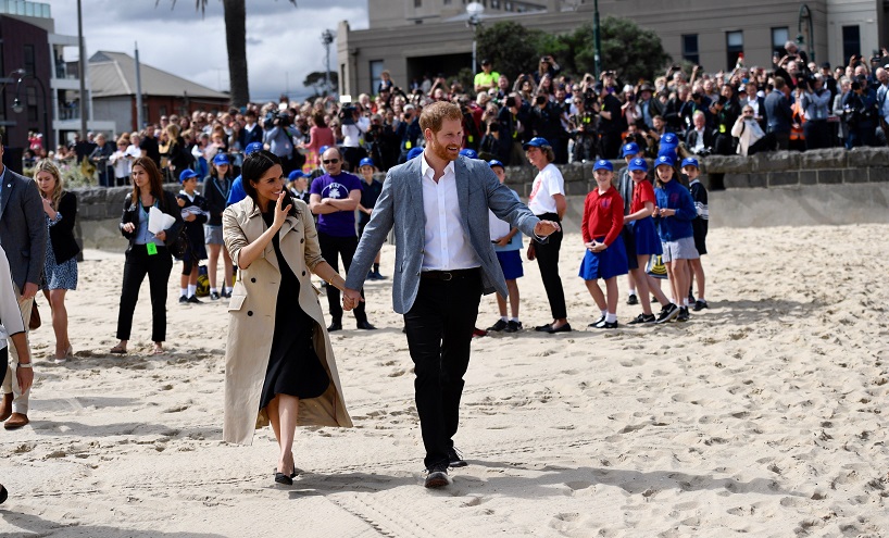 Their Royal Highnesses the Duke and Duchess of Sussex on South Melbourne beach