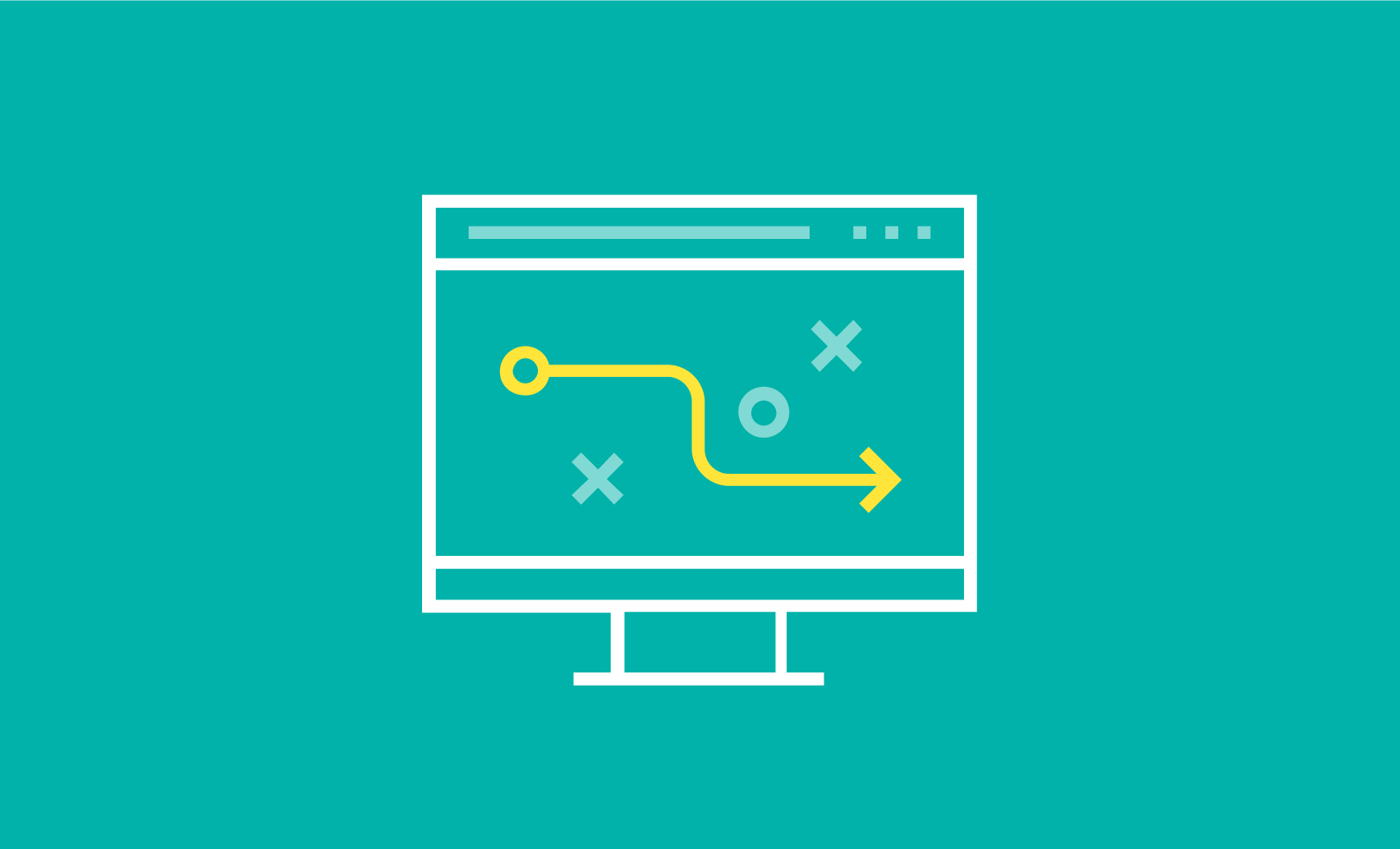 Icon depicting a monitor with a gameplay diagram consisting of Xs and Os on it.