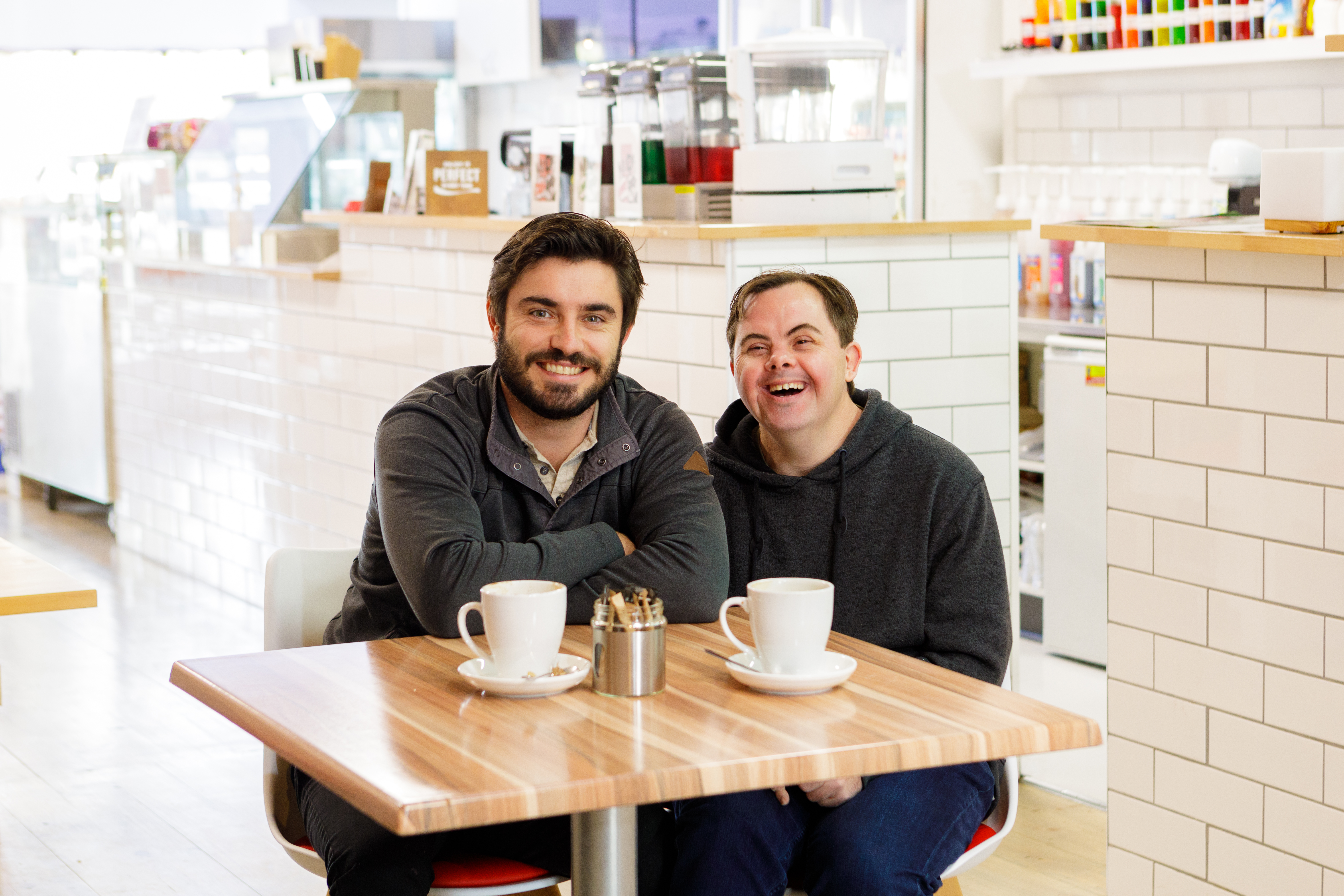 Jack and Rob enjoying a coffee