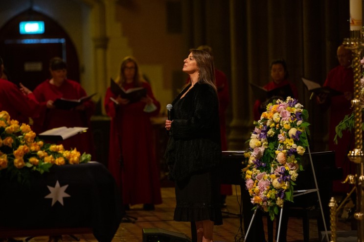 Silvie Paladino performed the Australian National Anthem at the commencement of the Funeral