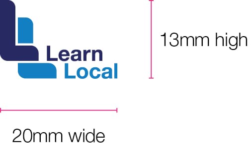 Learn Local primary logo minimum sizing print