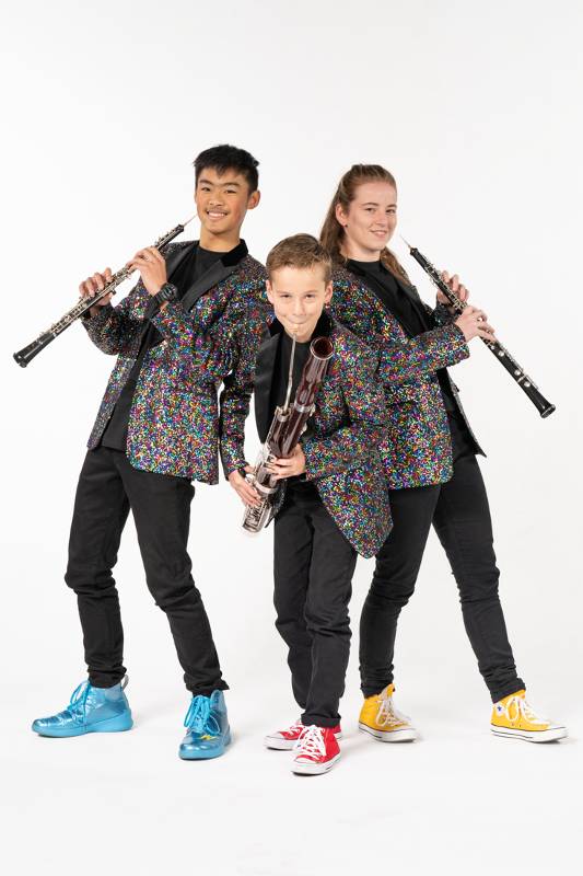 Allan Liang (Oboe), Benji Woods (Bassoon) and Sophie Woods (Oboe)