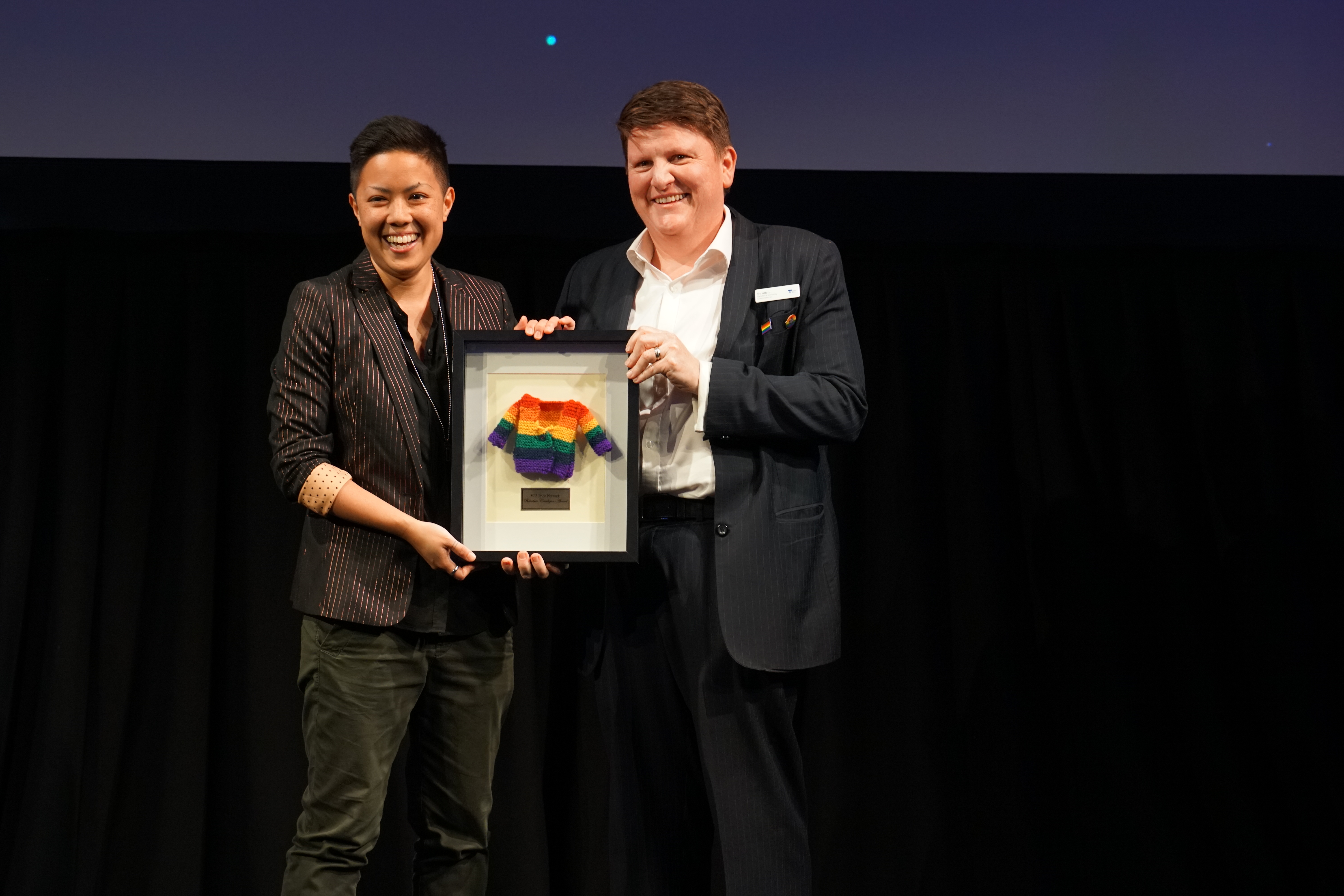 VPS Pride Awards 2019 rainbow cardigan winner