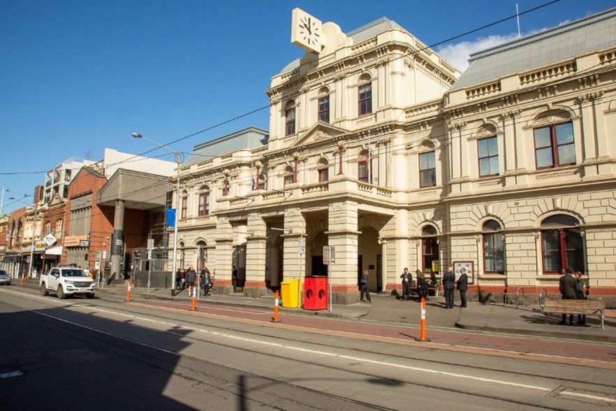 Exterior of Brunswick Town Hall, the venue for Ms Garrett’s State Memorial Service.