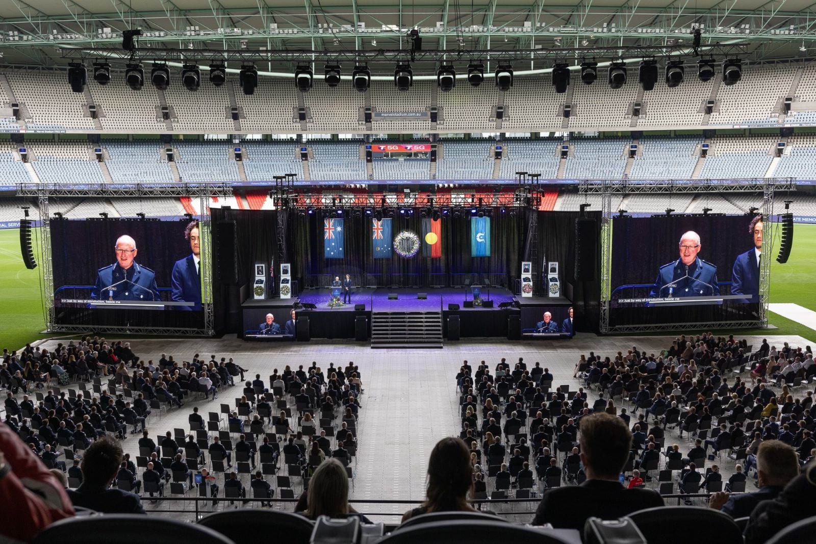 The audience at the State Memorial Service for Victoria Police Officers held on 3 February 2022