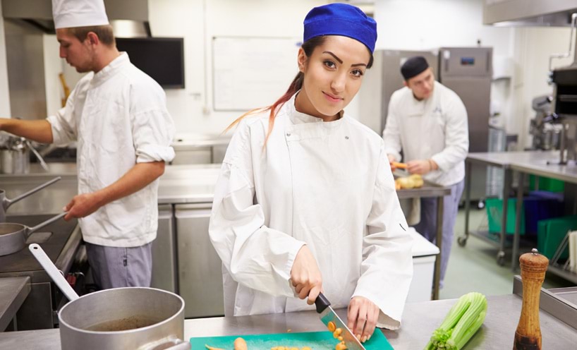 Chef cutting vegetables