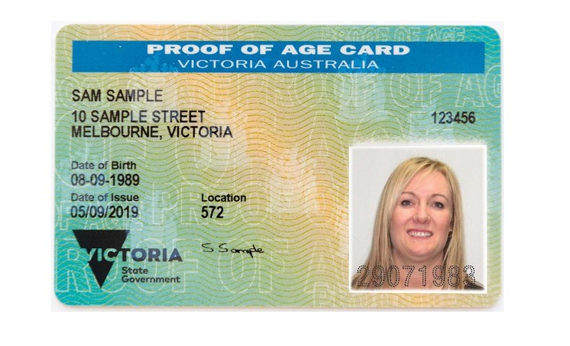 Front of Proof of Age Card