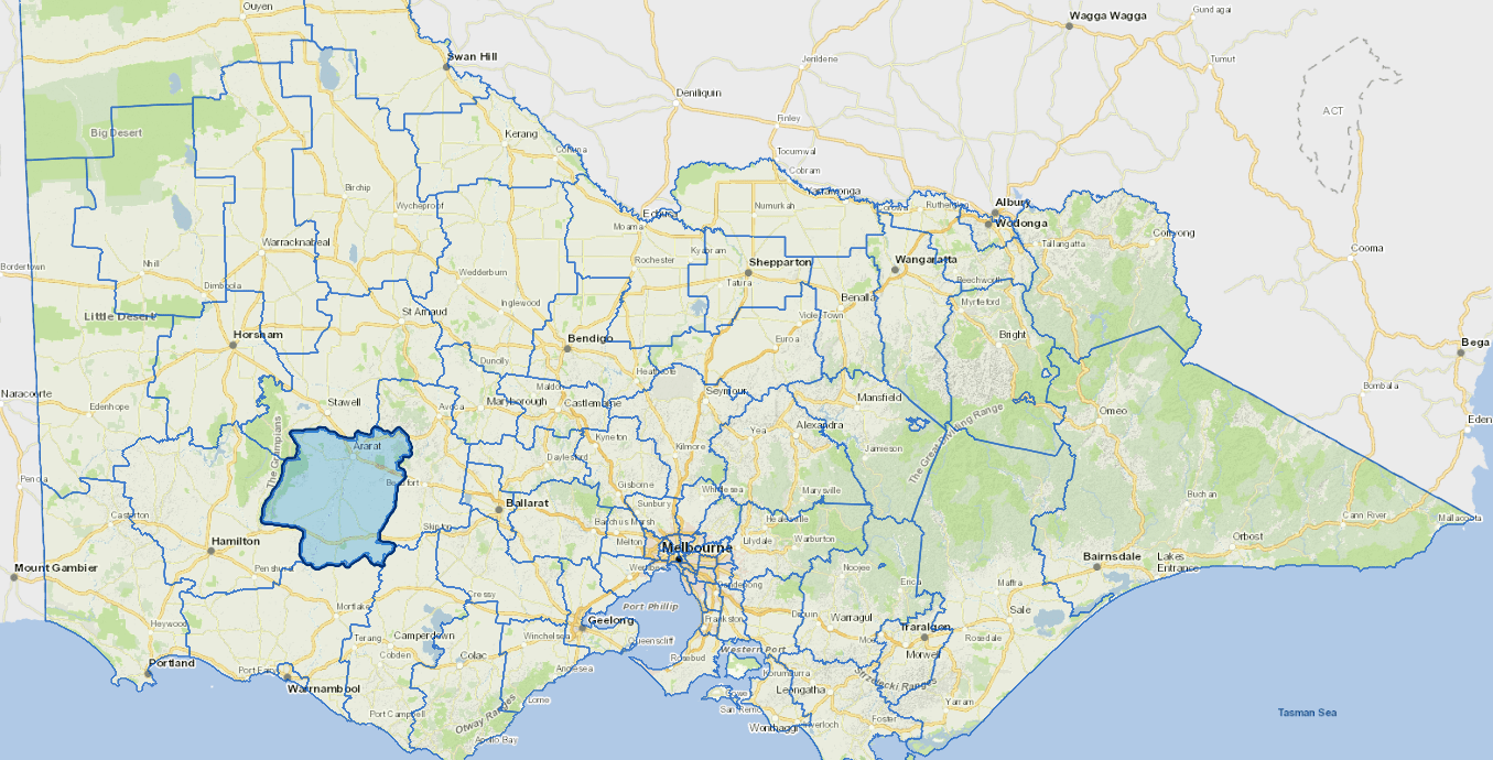 Static map image of Ararat Rural City Council boundaries