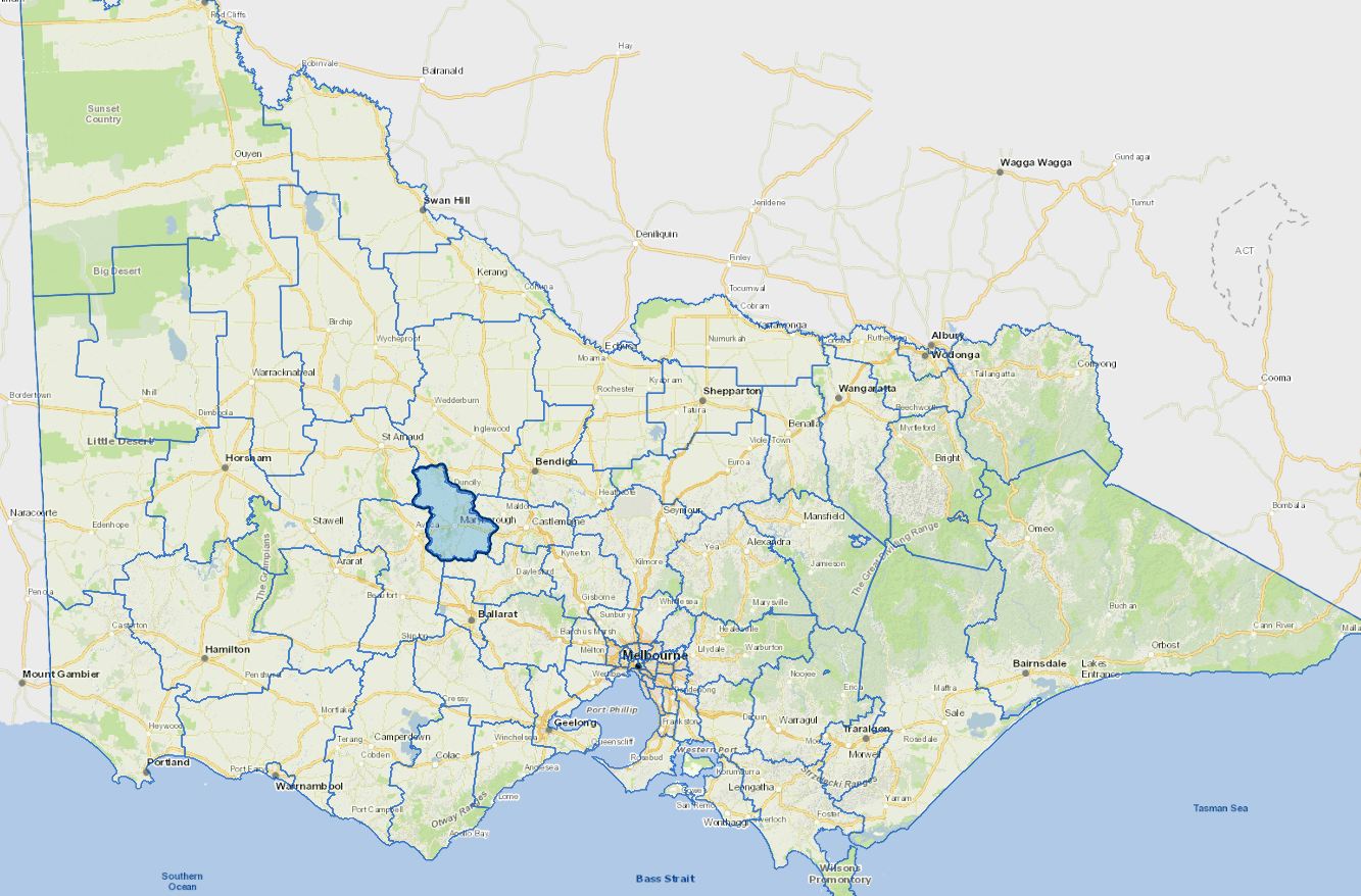 Static map image of Central Goldfields Shire Council boundaries