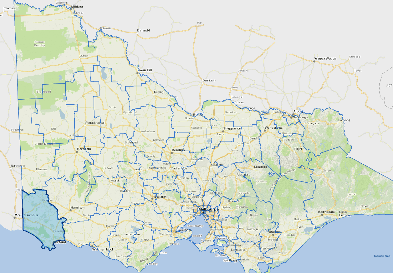 Static map image of Glenelg Shire Council boundaries