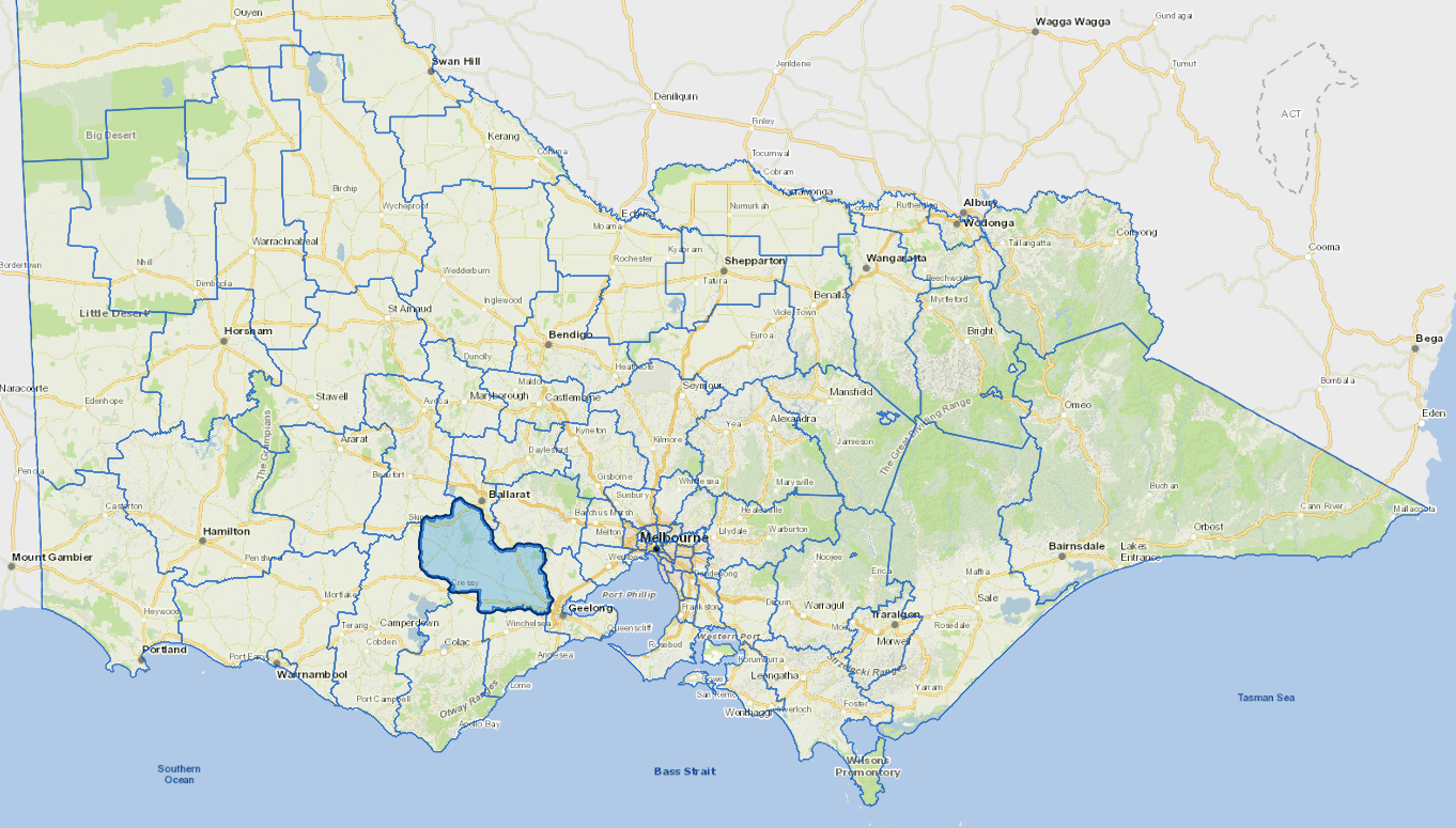 Static map image of Golden Plains Shire Council boundaries