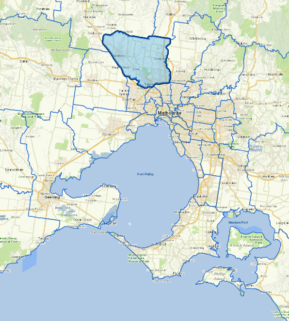 Static map image of Hume City Council boundaries