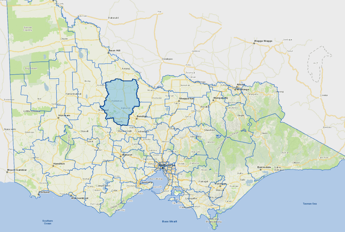 Static map image of Loddon Shire Council boundaries