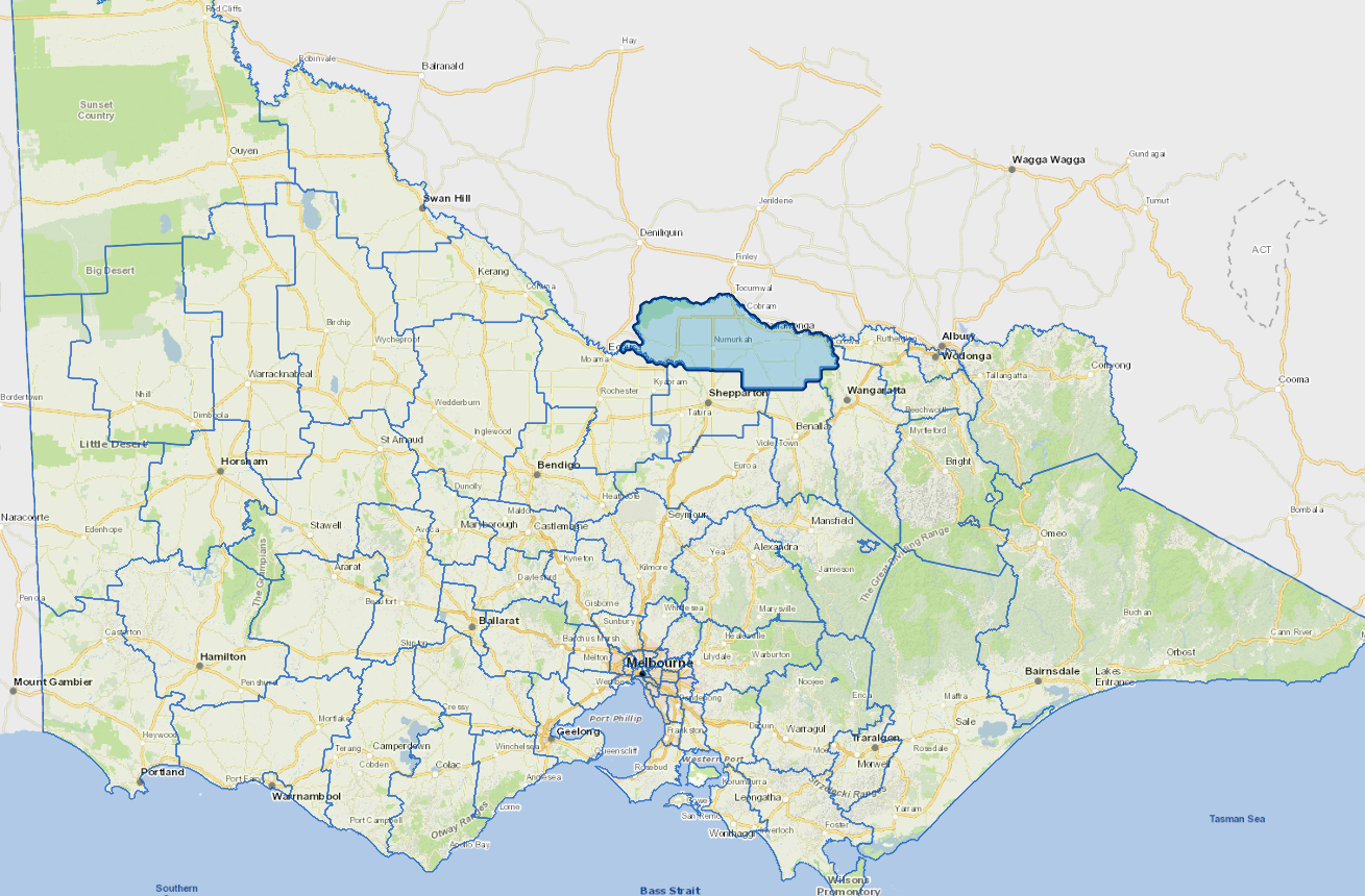 Static map image of Moira Shire Council boundaries