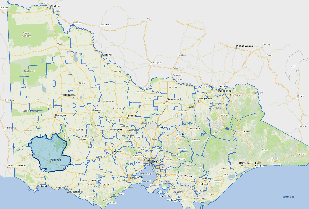 Static map image of Southern Grampians Shire Council boundaries