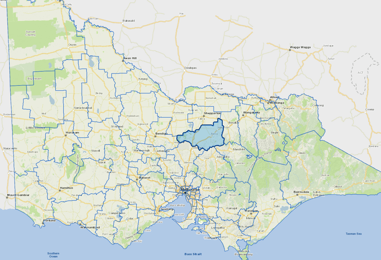 Static map image of Strathbogie Shire Council boundaries