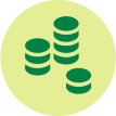 Stacks of green coins