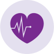 Purple heart with heartbeat line and plus sign