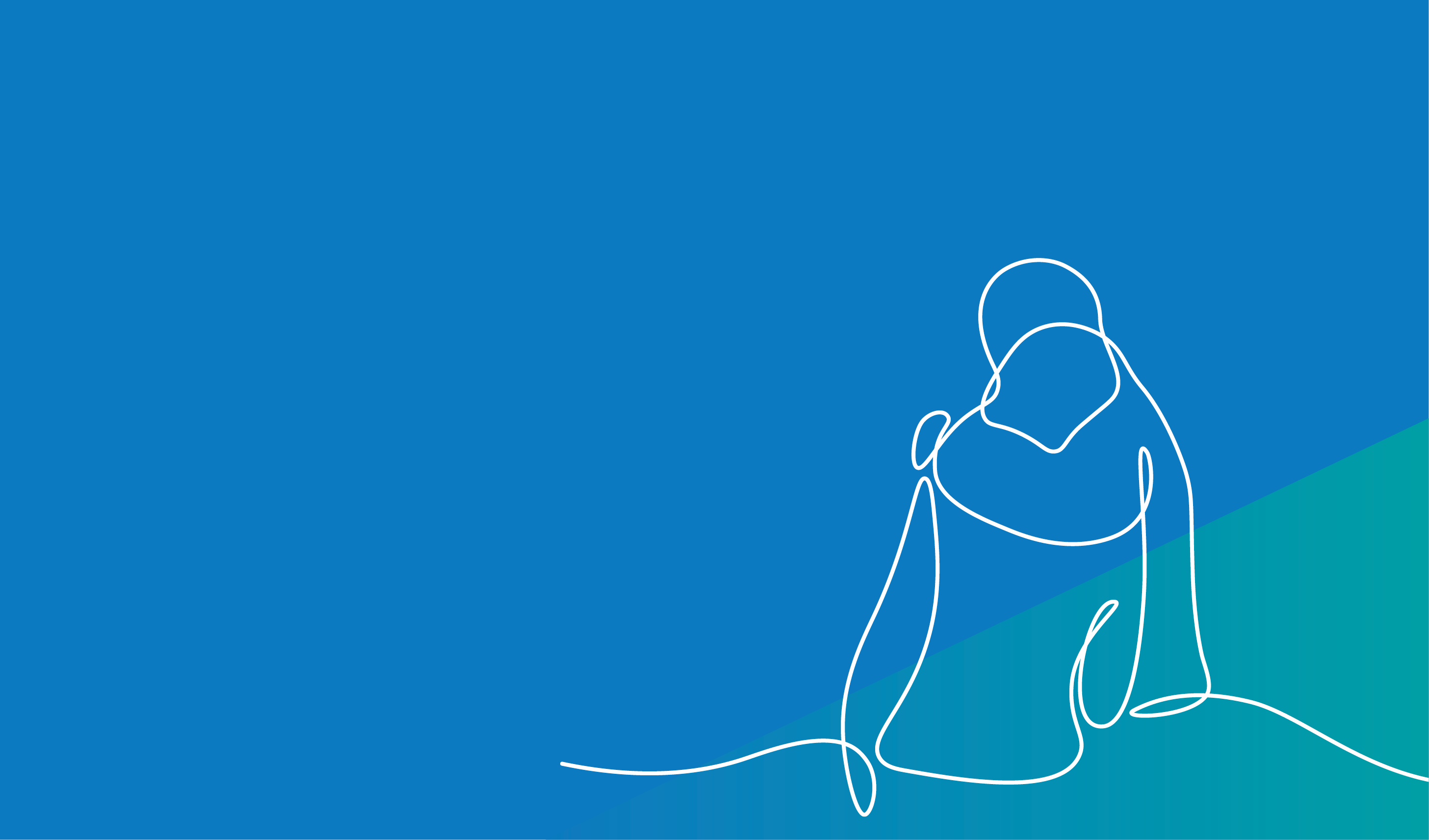 Image shows a line drawing of 2 people hugging