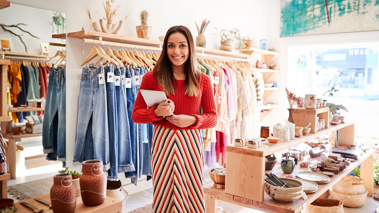 Person holding device in retail setting