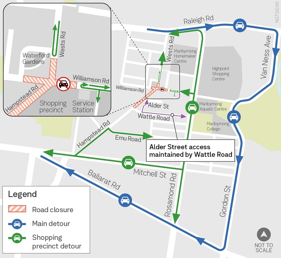 Image of Hampstead, Williamson and Wests roads intersection impacts