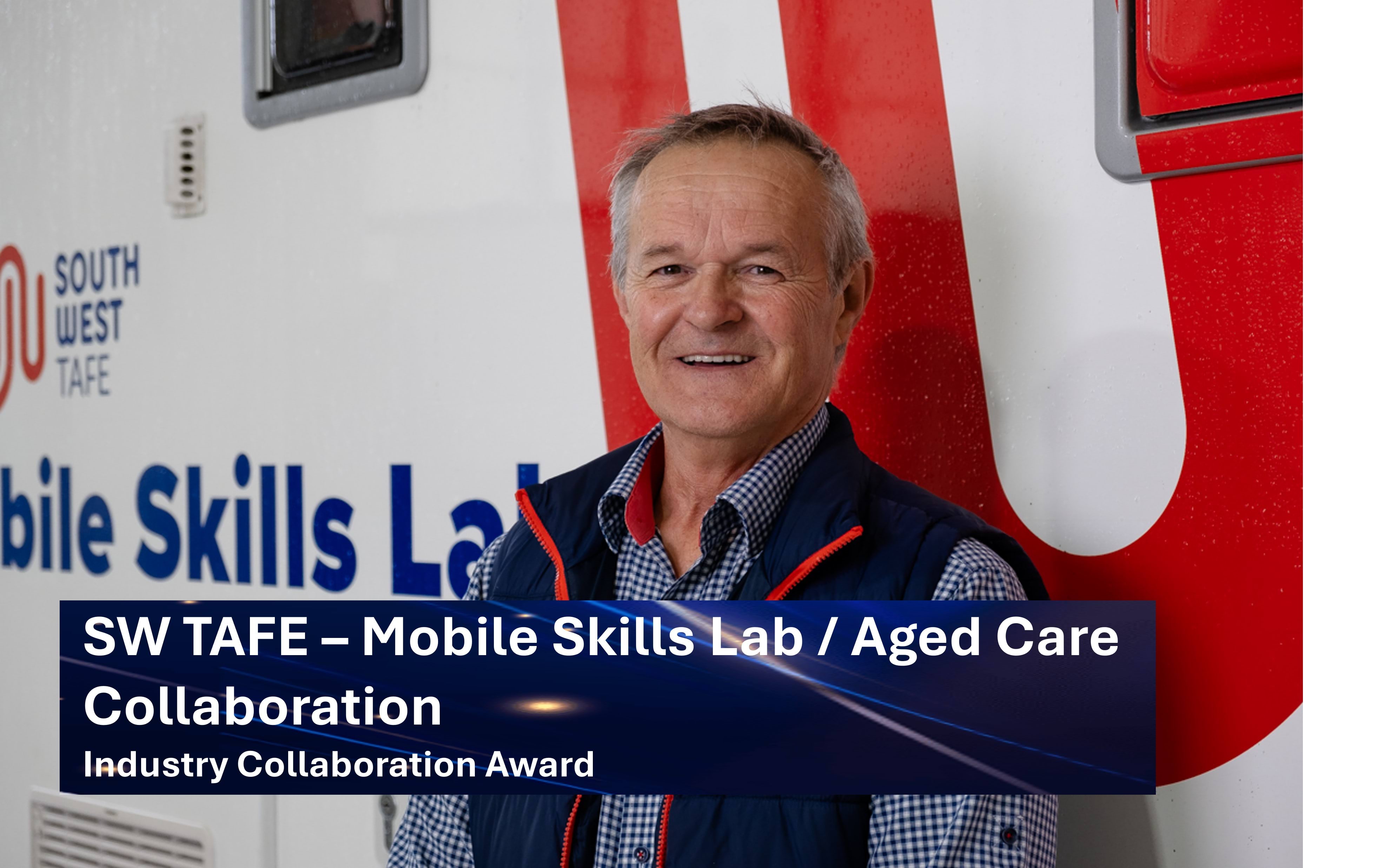 Man standing in front of mobile lab