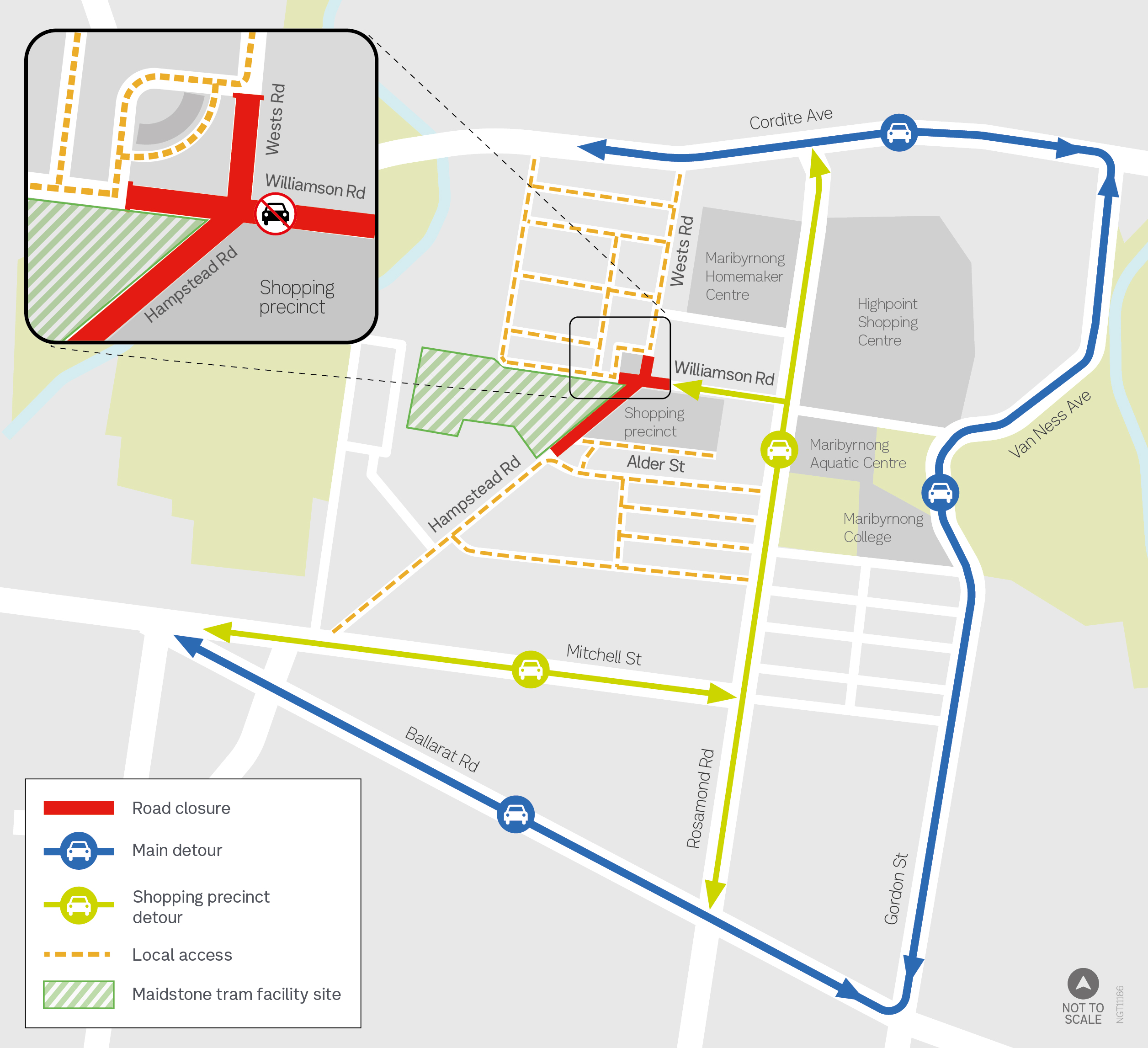 Image of map showing detour route for pedestrians