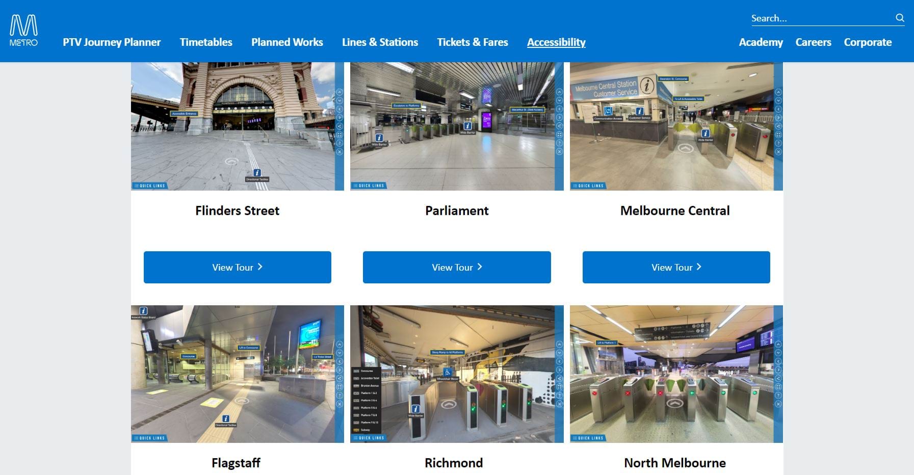 A screen shot from metrotrains.com.au