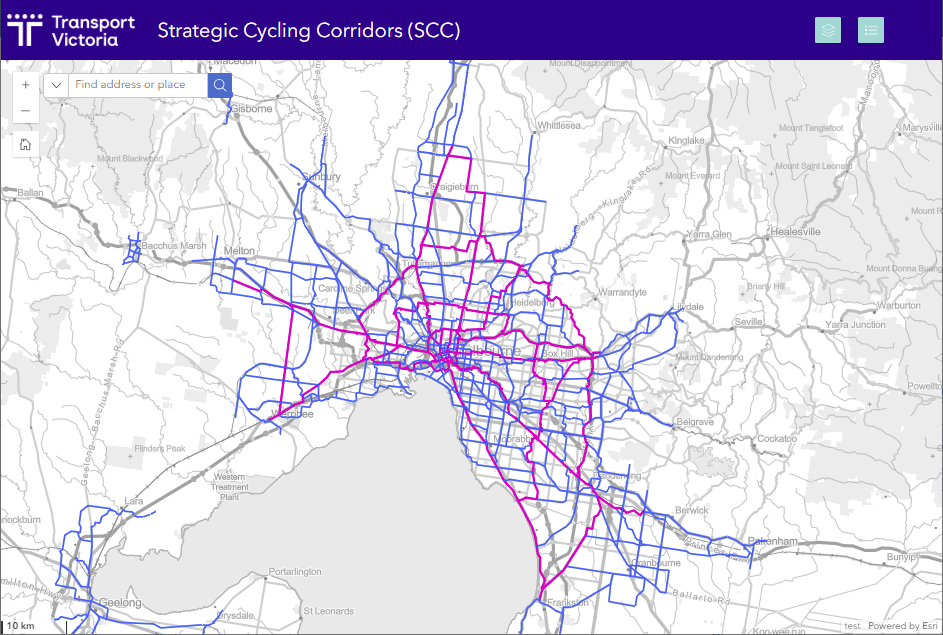 Strategic cycling corridors map