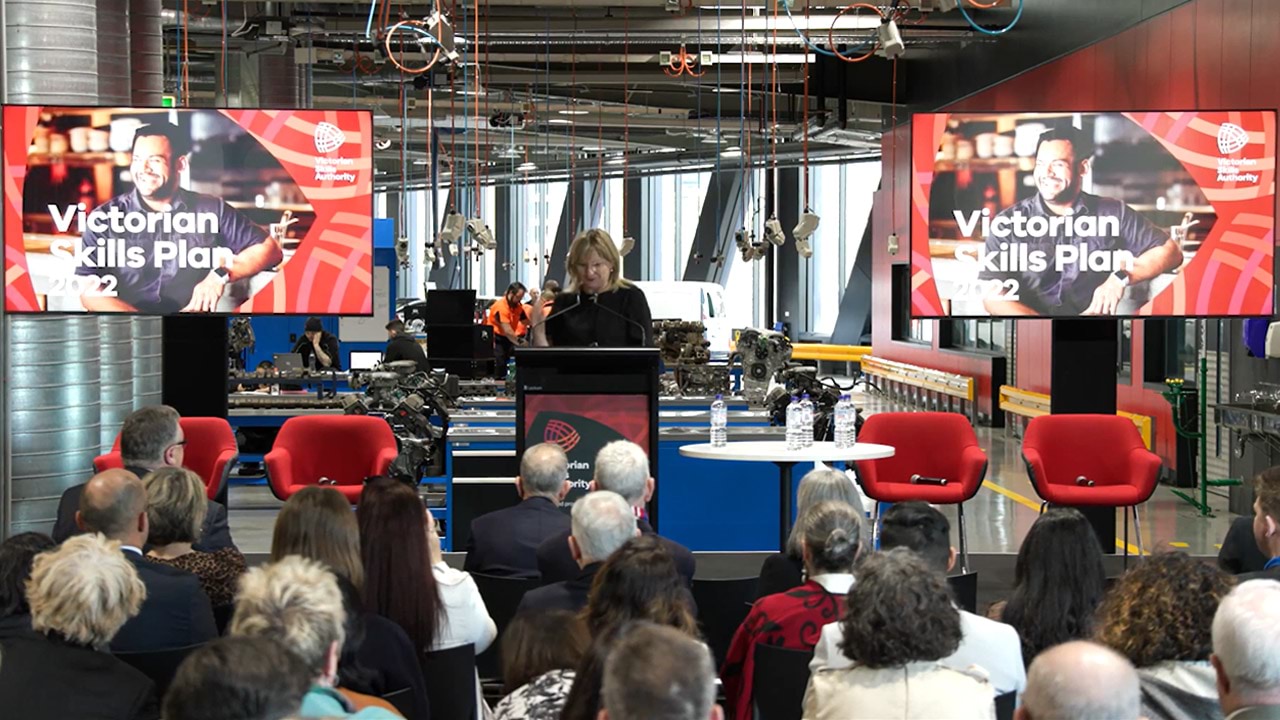 Minister for Training and Skills, The Hon. Gayle Tierney speaking at the launch of the inaugural Victorian Skills Plan