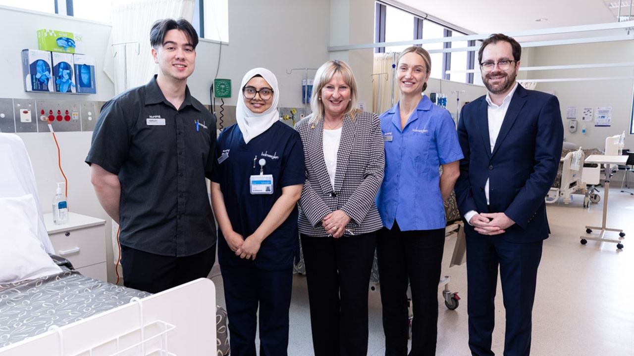 Minister for Training and Skills, The Hon. Gayle Tierney, with hospital staff