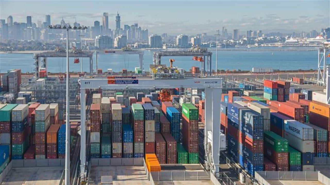 Shipping containers at the Port of Melbourne