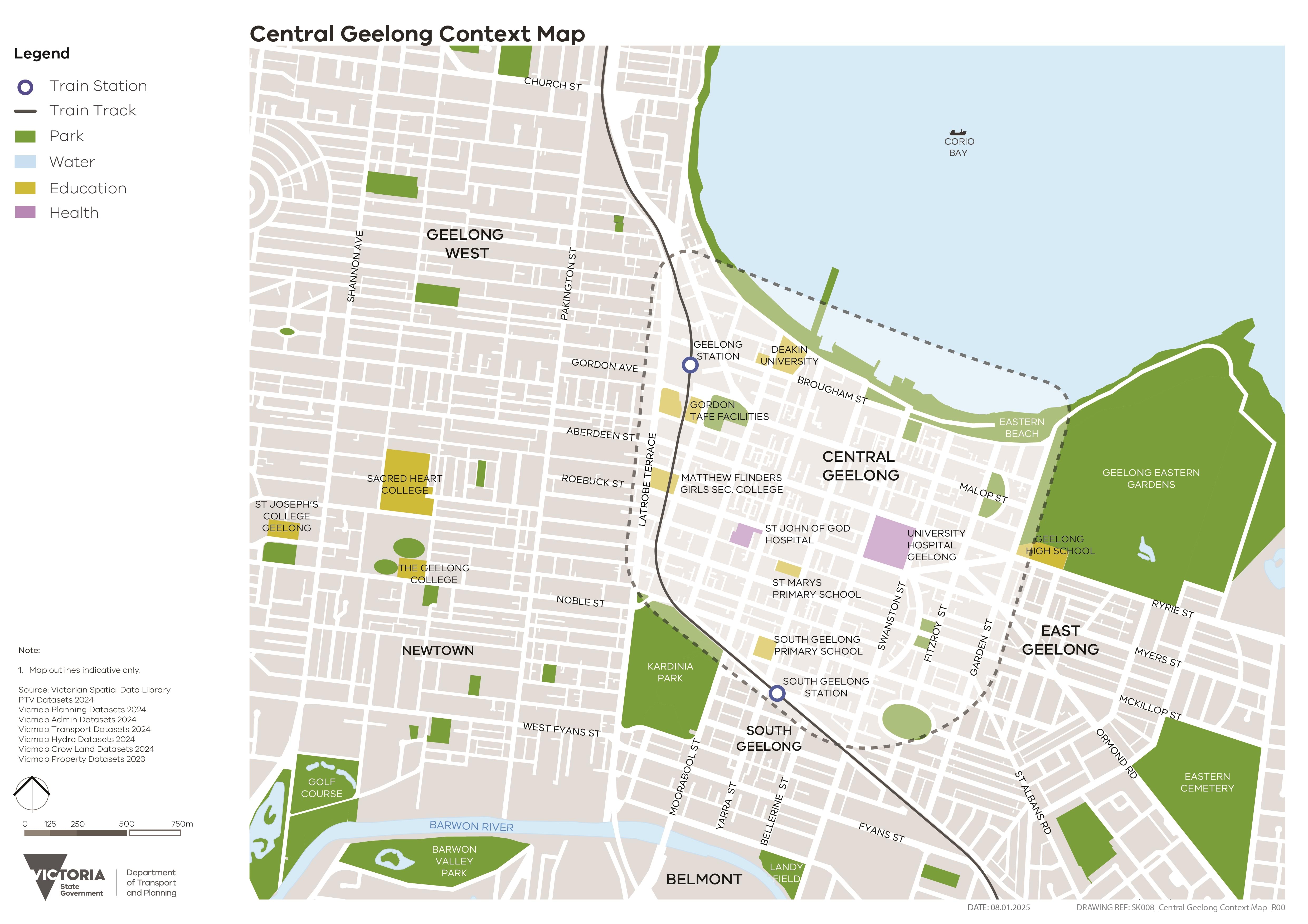 Image of a graphic showing the Central Geelong Context Map