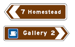 Image of Torist attrcation signs showing 7 Homestead and Gallery 2