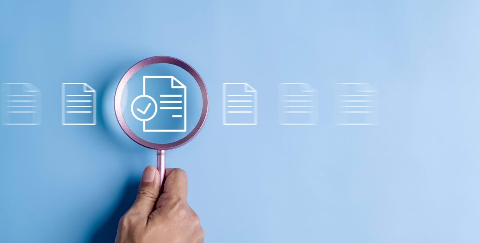 Magnifying glass on an image of a document