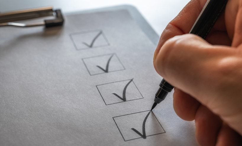A checklist being ticked off