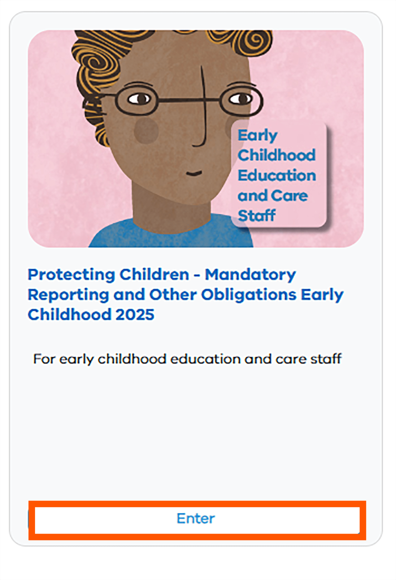 Mandatory Reporting and Other Obligations Protecting Children early childhood education tile with pink background and illustration. 