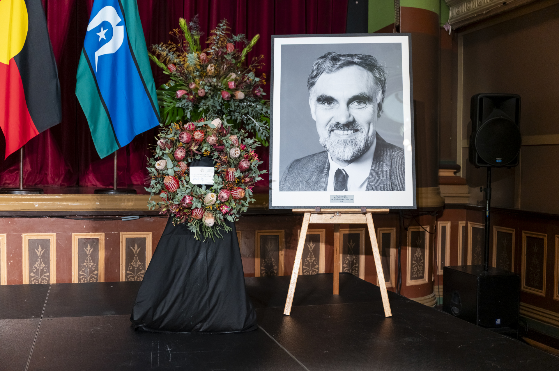 State Funeral Service for The Honourable Barry Pullen - Portrait and flowers