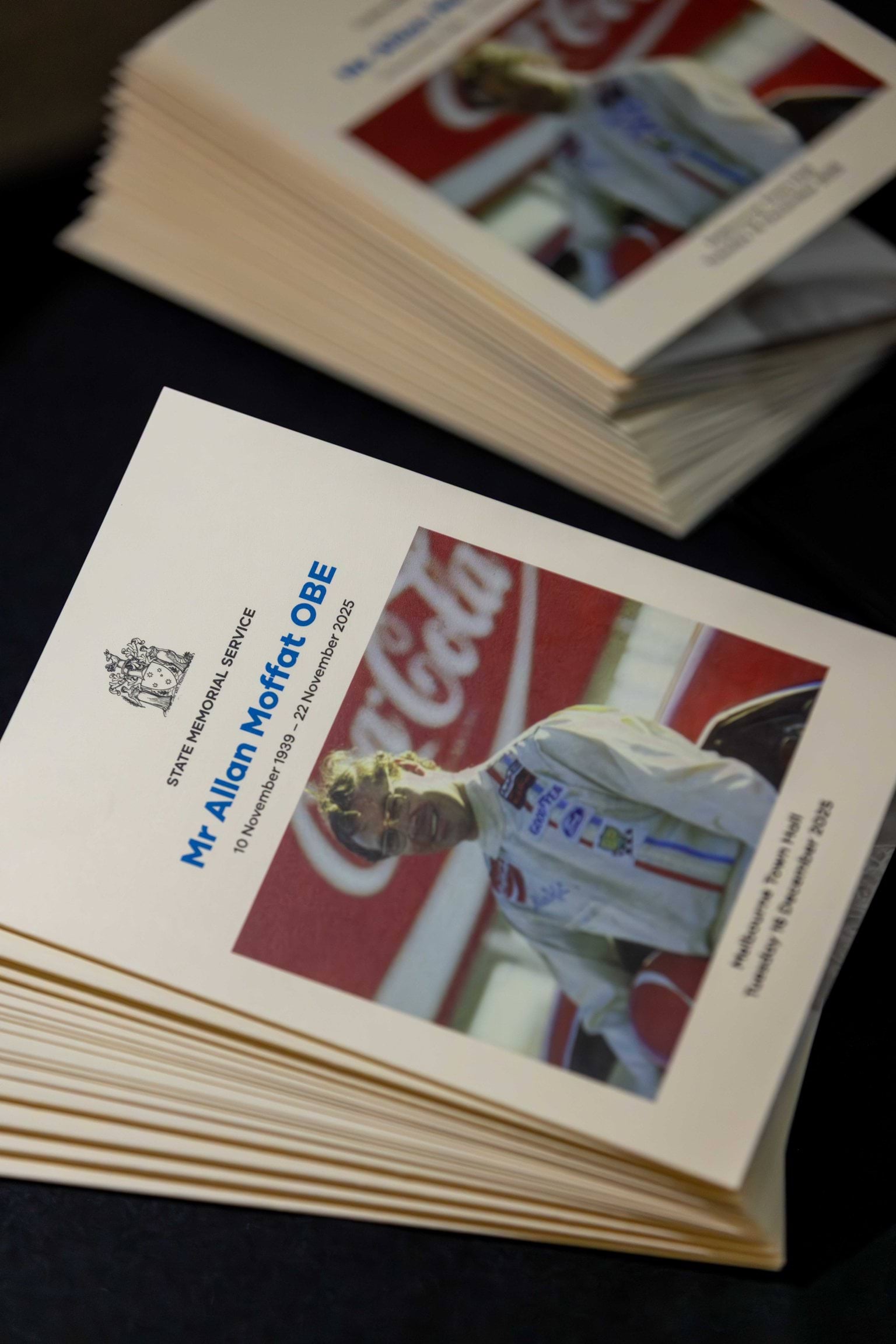 Allan Moffat OBE service booklet