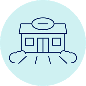 Icon showing a government school building